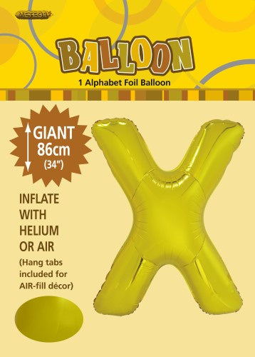 Gold " x " Alphabet Foil Balloon 86cm (34")